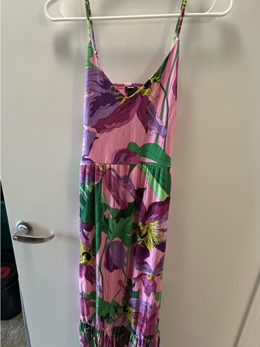 Express Pink & Purple Floral Spaghetti-Strap Maxi Dress - Picture 3 of 3